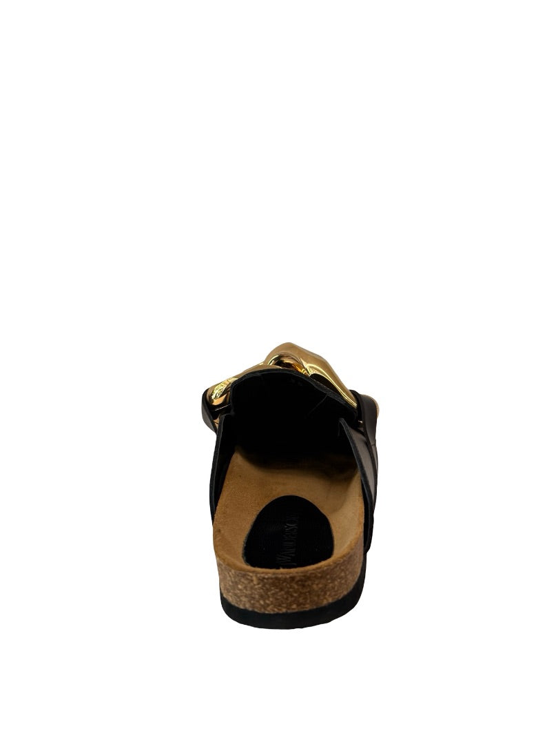 J.W Anderson Black Chain Embellished Leather Clogs. Size: 39