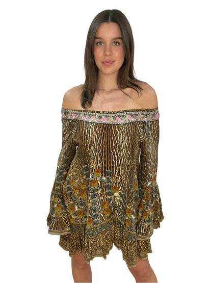 Camilla Animal Print Multi-Colour Wild Azal A Line Frill Dress. Size: XS
