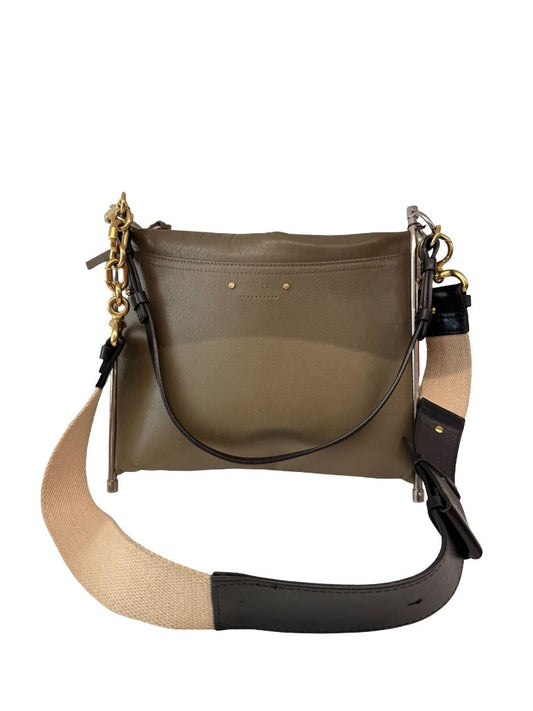 Chloe Khaki 'Roy' Crossbody Clutch Chain Bag.