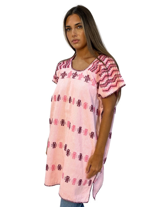 Pippa Holt Pink 'No.129' Mini Cotton Kaftan. Size: OS