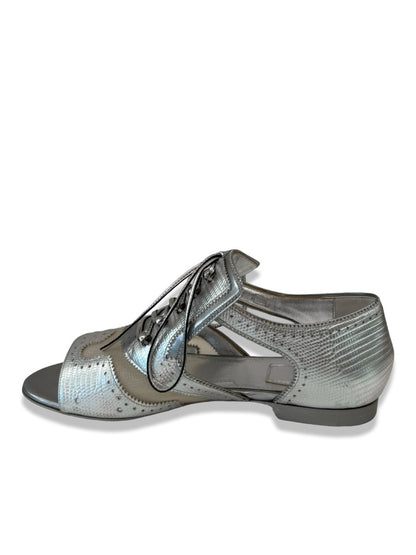 Givenchy Silver Flat Sandal w/ Mesh. Size: 37