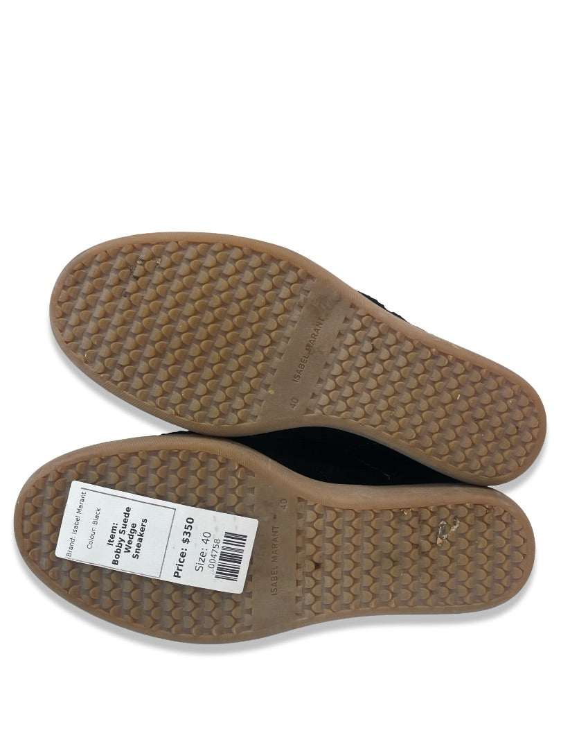 Isabel Marant Black Bobby Suede Wedge Sneakers. Size: 40