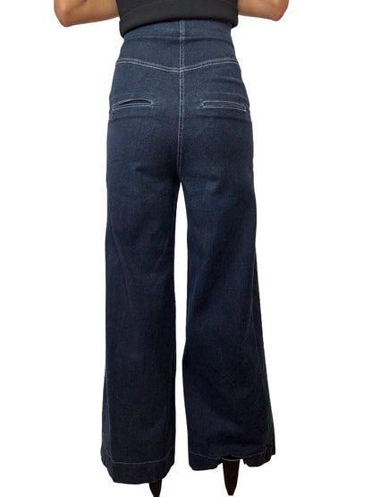 Scanlan Theodore Dark Blue Wash Wide Leg Jeans. Size: 6