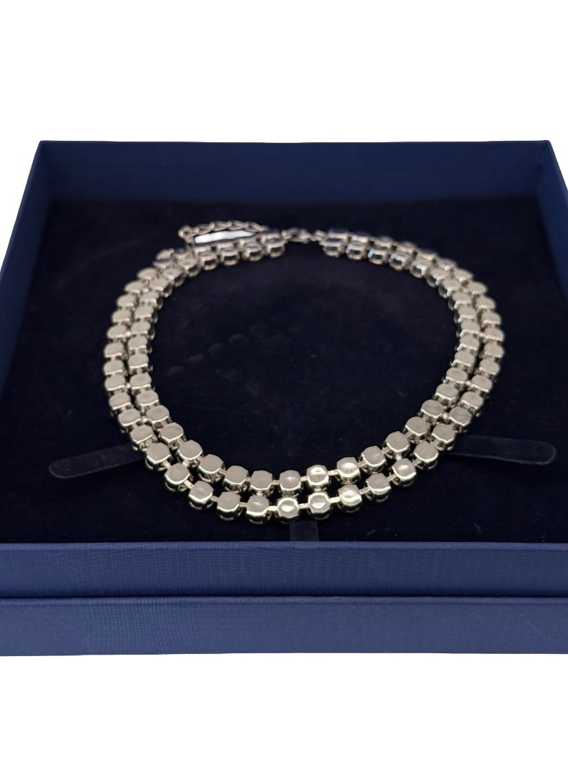 Swarovski Blue / Clear Crystal Hot Double Collar Necklace.