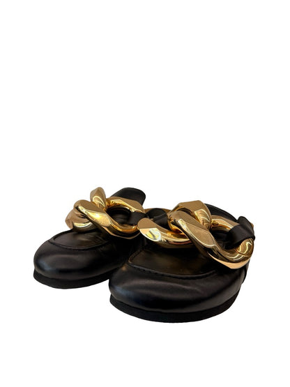 J.W Anderson Black Chain Embellished Leather Clogs. Size: 39