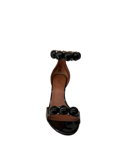 Alaia Black Patent 'La Bombe 90' Heels. Size: 38