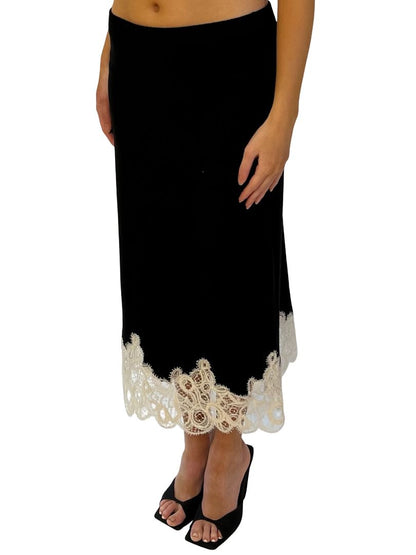 Fabiana Filippi Black / White Wool Blend Lace Trim Skirt. Size: 6