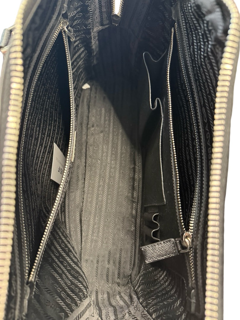 Prada Black Saffiano Leather Mens Briefcase Bag.