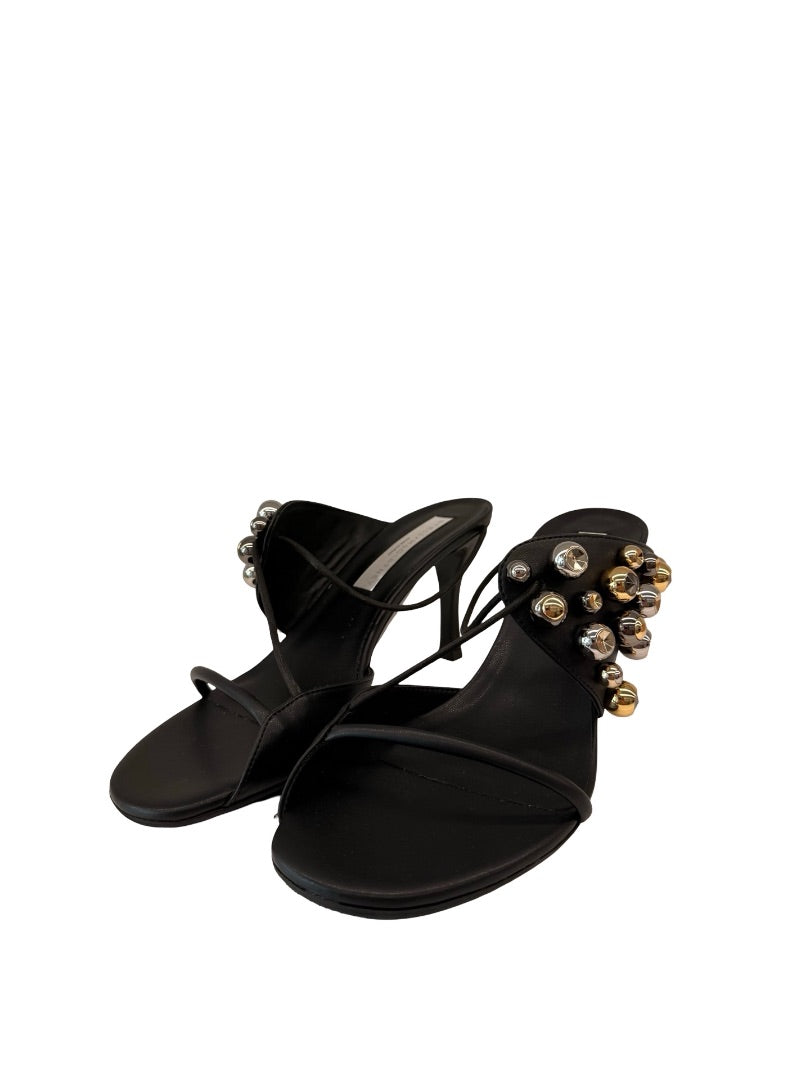Stella McCartney Black Strappy Heel w/ Metal Bulbs. Size: 41