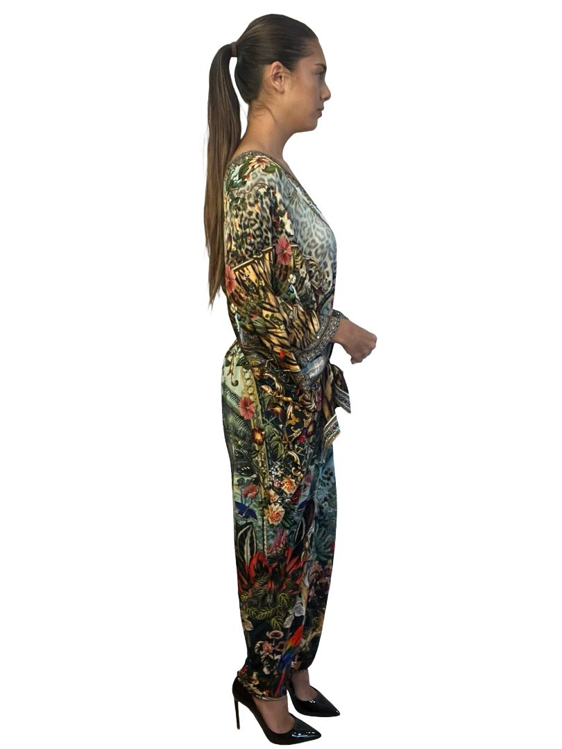 Camilla Multi-Colour Jersey Bat Sleeve Jumpsuit. Size: S
