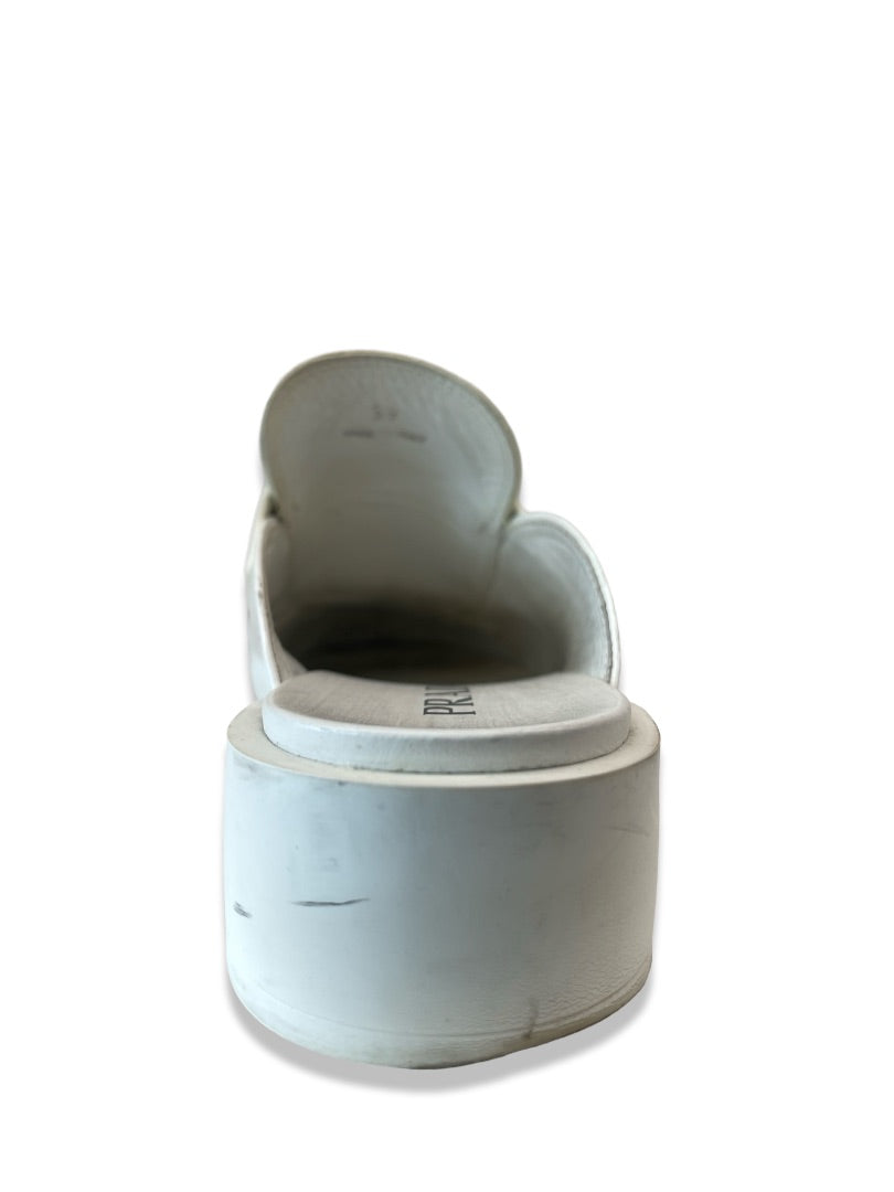 Prada White Leather Loafer Mule. Size: 39