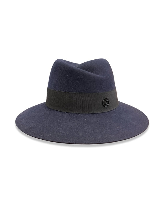 Maison Michel Navy Wool Fedora. Size: M