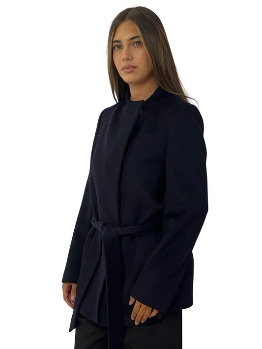 Cable Navy Short Wool Coat. Size: S