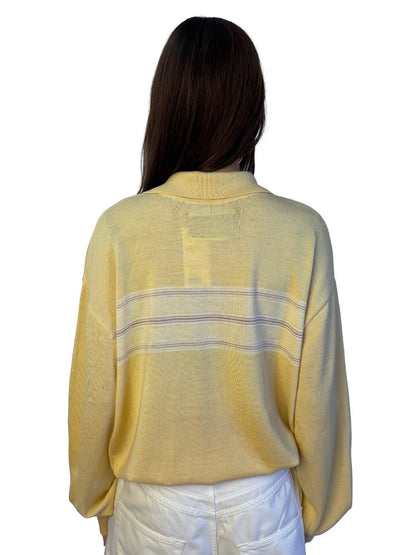 Low Classic Yellow Striped Wool Pique Polo Knit. Size: M