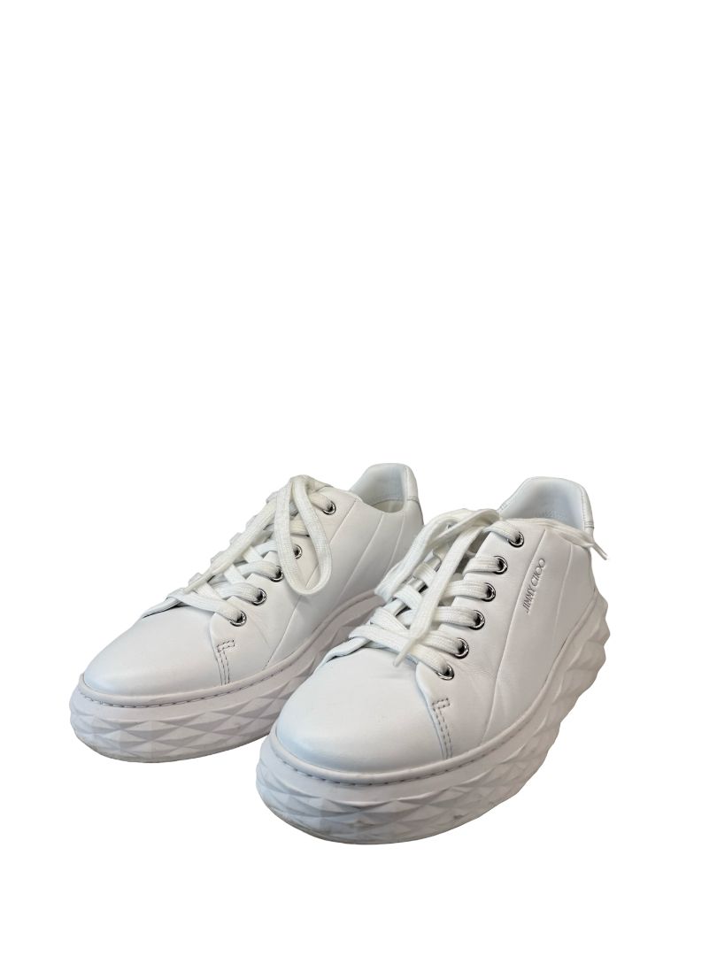 Jimmy Choo White Diamond Light Maxi/F Nappa Leather Trainers. Size: 36