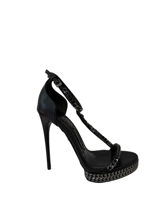 Tom Ford Black Gunmetal Chain Stilettos. Size: 37