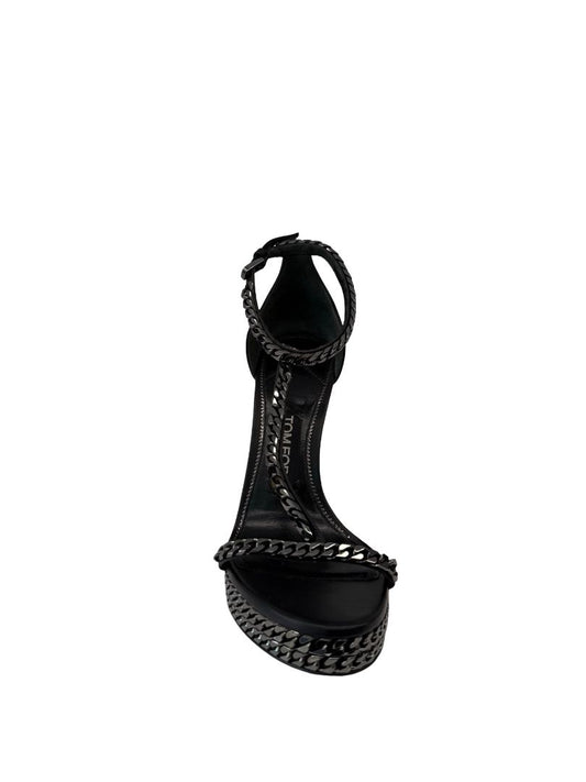 Tom Ford Black Gunmetal Chain Stilettos. Size: 37