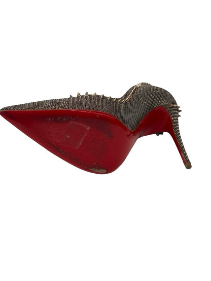 Christian Louboutin Silver Anjalina 100 Glitter Studded Pumps. Size: 38
