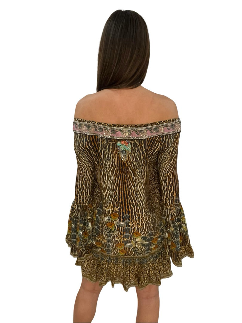 Camilla Animal Print Multi-Colour Wild Azal A Line Frill Dress. Size: XS
