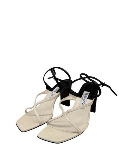 Jimmy Choo Black/White Two Tone '85mm Azie' Block Heel. Size: 37.5