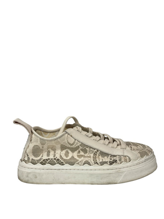Chloe Cream Lace Sneakers. Size: 38