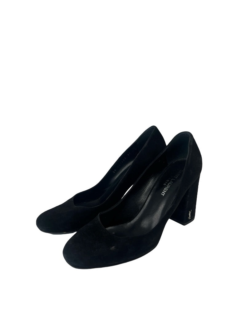 Saint Laurent Black Suede Block Heel. Size: 37