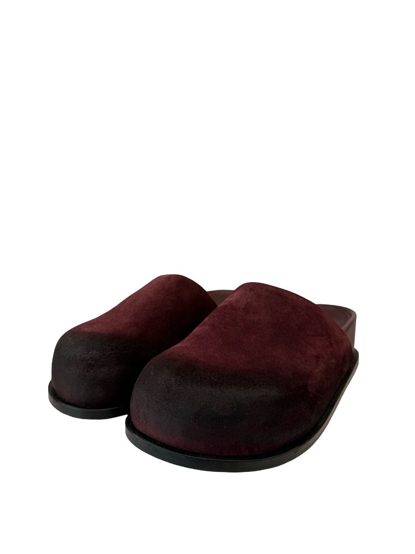 Deadly Ponies Merlot Suede Clog Slide. Size: 37
