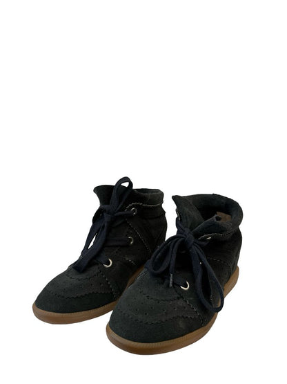 Isabel Marant Black Suede Bobby Wedge Sneakers. Size: 39