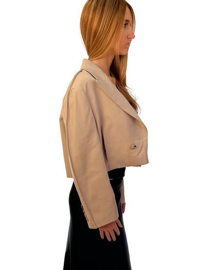 J.W Anderson Neutral Cropped Blazer. Size: 4