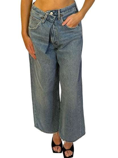 AGOLDE Blue Cross Waist Wide Leg Jeans. Size: 25