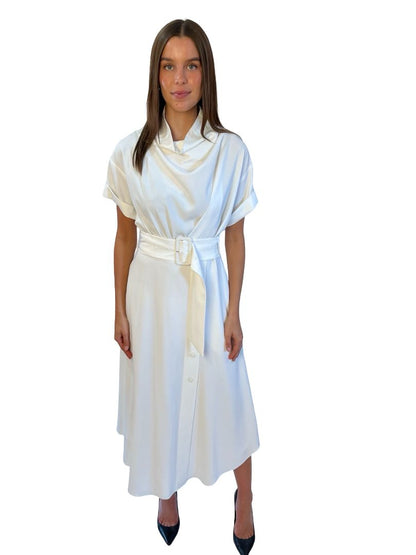 C&M Camilla & Marc White 'Benito' Belted Midi Dress. Size: 8
