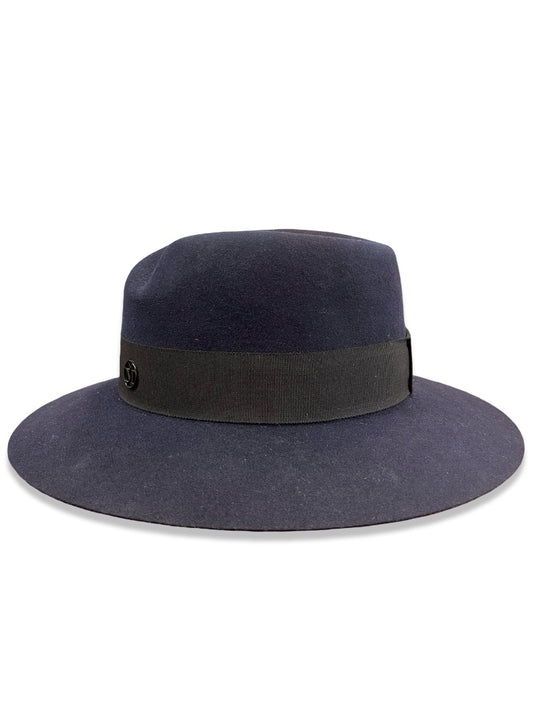 Maison Michel Navy Wool Fedora. Size: M