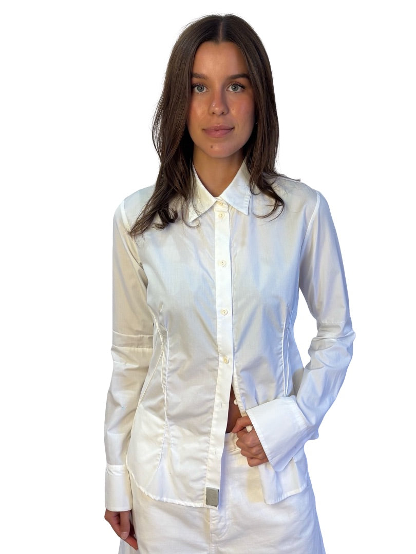 Marithé + François Girbaud White Stitch Shirt. Size: 46 IT
