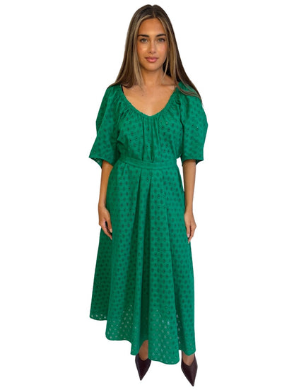 Scanlan Theodore Green Embroidered Dress. Size: 12