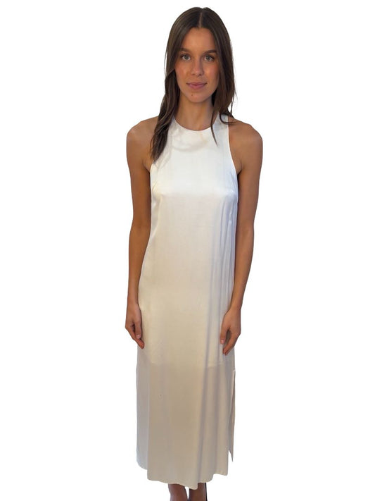 LouLou Studio Cream Silk Halter Dress. Size: XS