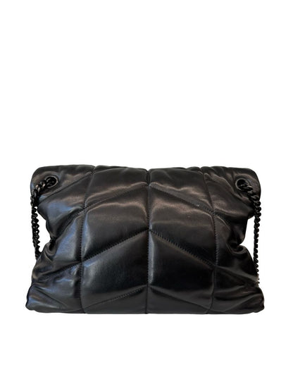 Saint Laurent Black Lambskin Medium Puffer Chain Bag.