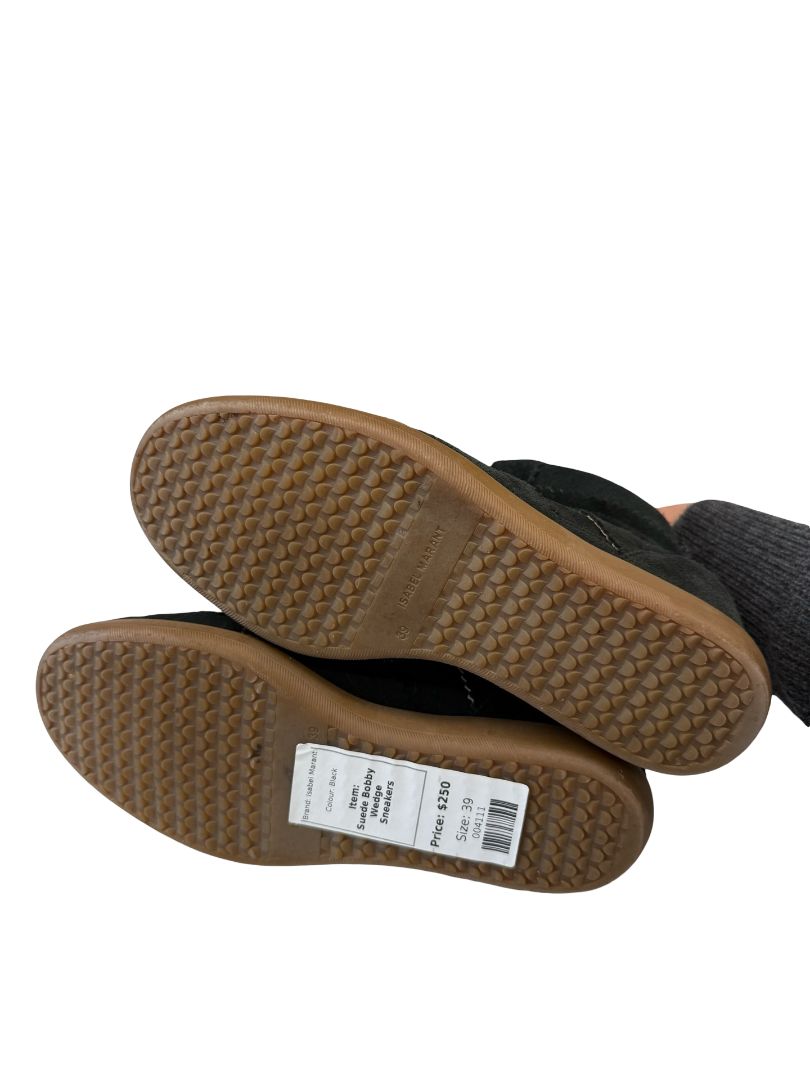 Isabel Marant Black Suede Bobby Wedge Sneakers. Size: 39