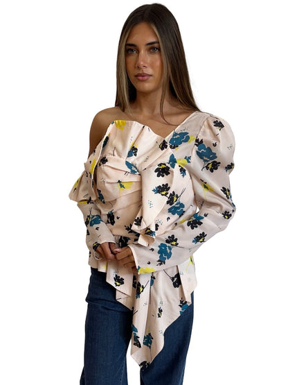 Self Portrait Multi-Colour Print Asymmetrical Blouse. Size: 12