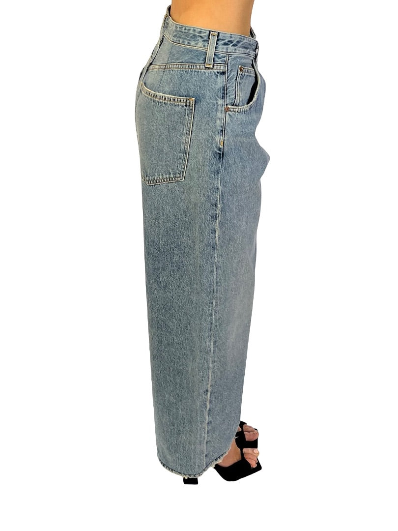 AGOLDE Blue Cross Waist Wide Leg Jeans. Size: 25