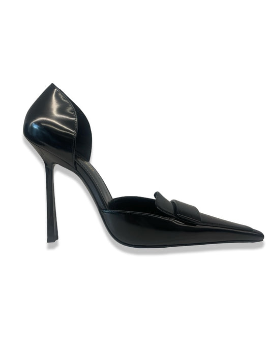 Saint Laurent Black D'Orsay Glossed Leather Pump. Size: 38
