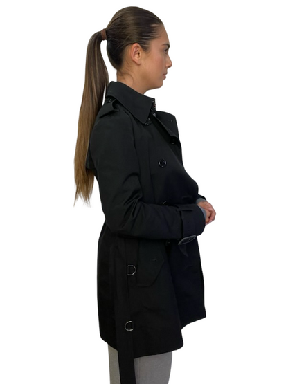 Burberry Black Short Trench Coat. Size: UK6