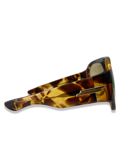Bottega Veneta Brown Havana Shield Sunglasses.