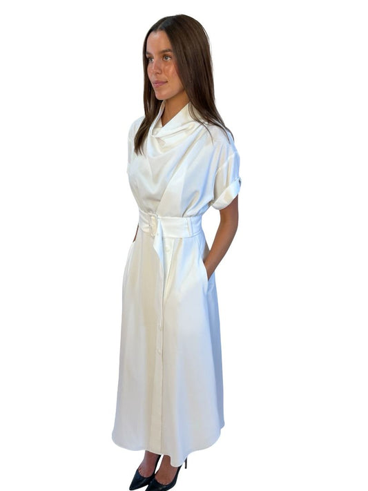 C&M Camilla & Marc White 'Benito' Belted Midi Dress. Size: 8
