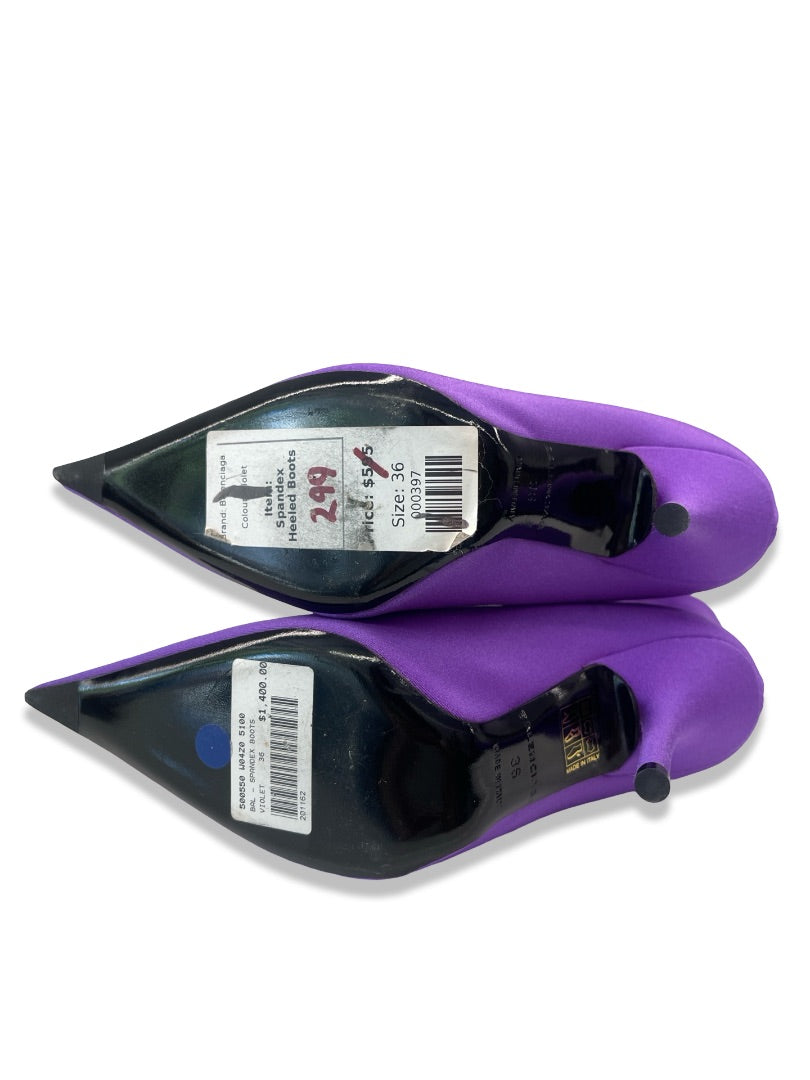 Balenciaga Purple Spandex Heels. Size: 36