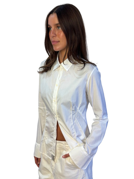 Marithé + François Girbaud White Stitch Shirt. Size: 46 IT