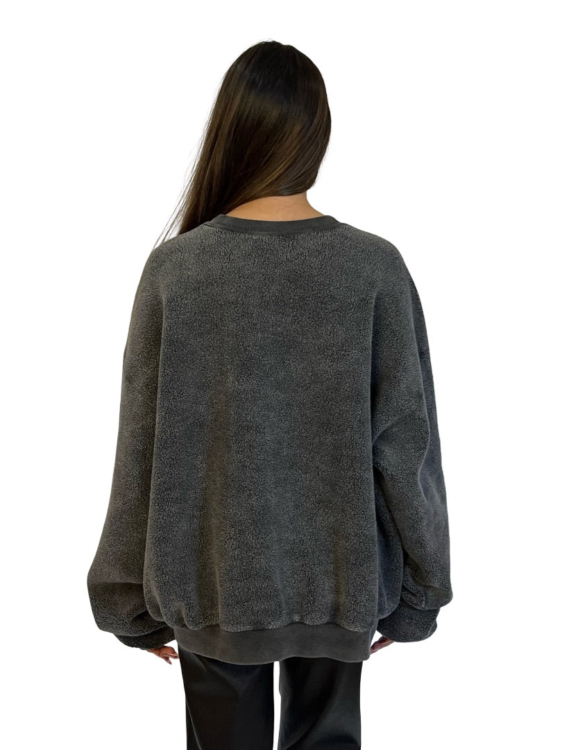Alexander Wang Grey Fleece Logo Sweater. Size: S