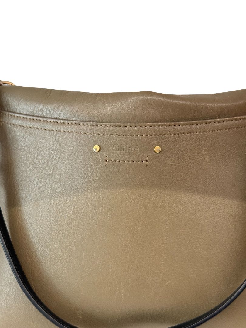 Chloe Khaki 'Roy' Crossbody Clutch Chain Bag.
