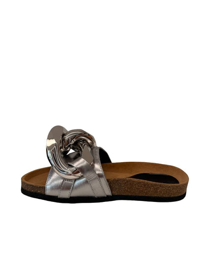 JW Anderson Silver Metallic Chain Slides. Size: 37