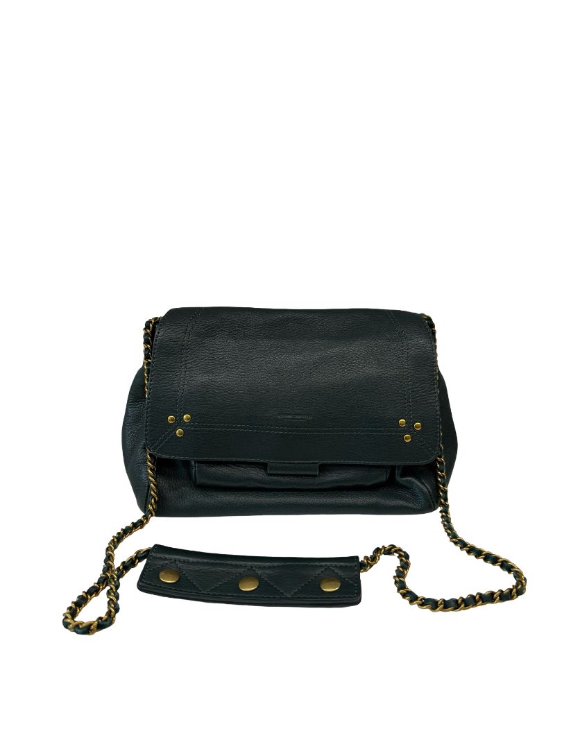 Jerome Dreyfuss Dark Green Lulu Leather Crossbody Bag.