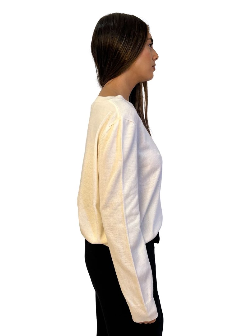 A.P.C Cream Wool Blend Crewneck. Size: L